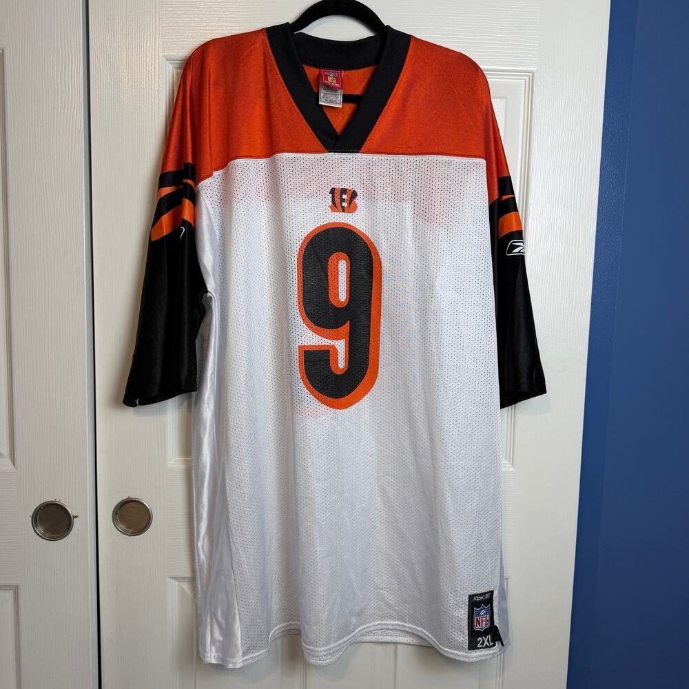 Reebok Carson Palmer Cincinnati Bengals #9 NFL Jersey Mens 2XL White Orange